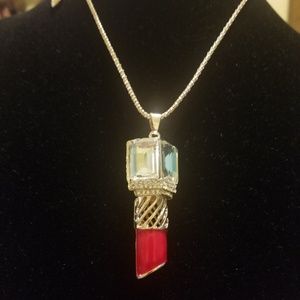 Red Hot Crysal Lipstick Pendand